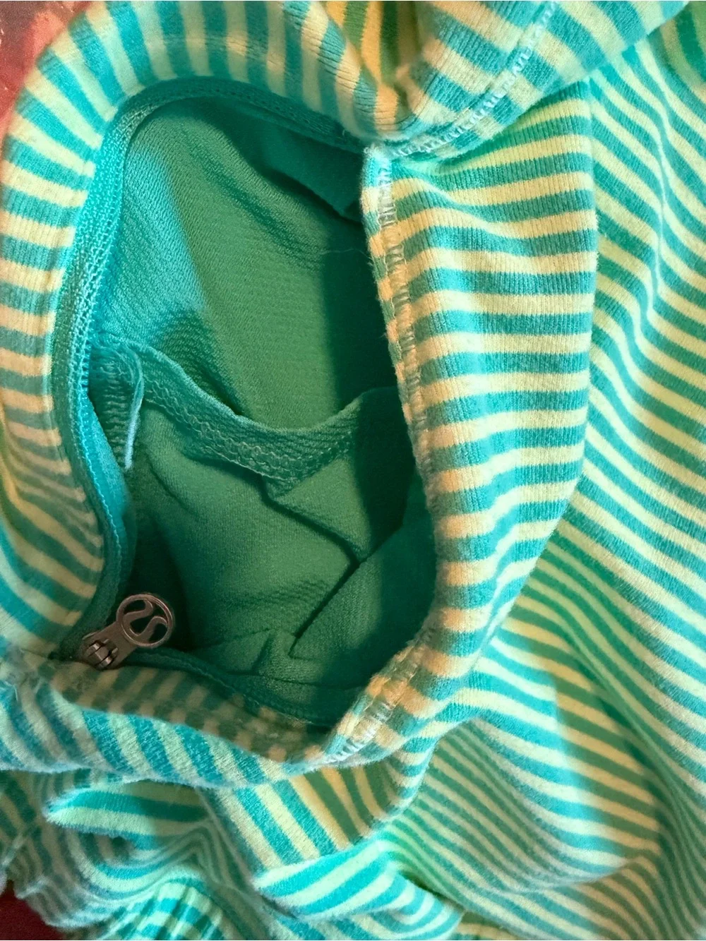 Lululemon Athletica Striped Runner Half-Zip Pullover Kangaroo Pocket Lime & Teal